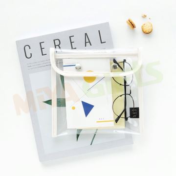Transparent Holographic Makeup Pouch with Button Closure