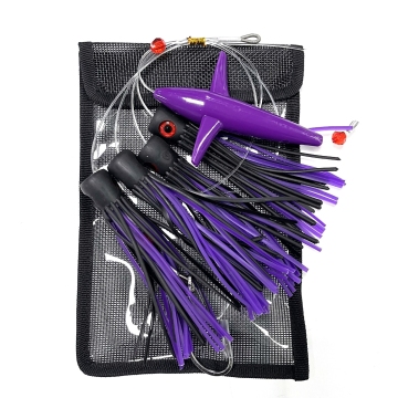 6 Inch Tuna Feather Teaser Daisy Chain with Bird Lure Case for Tuna and Seabass Fishing