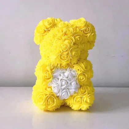 Wholesale Children's Day Gifts: Small Rose Flower Bear, PE Foam 25cm Rose Bear with Heart