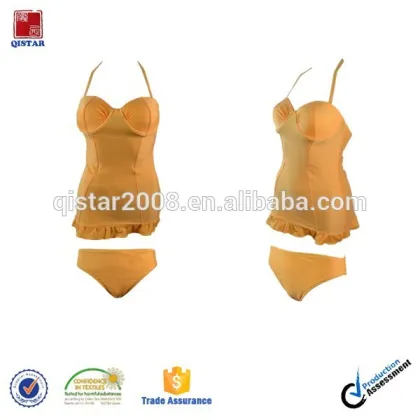 2014 welcome yellow two pieces swimsuits with removable cup