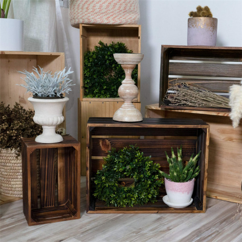 Wholesale Handmade Rustic Wooden Wall Mounted Storage Crates