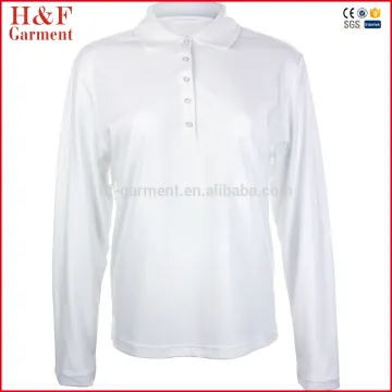 Hign quality polo shirts online women's long sleeve white polo shirt