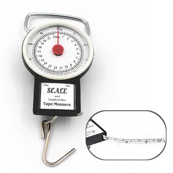 Multi-Purpose Handheld Dial Scale - 50Lbs/22Kg Kitchen & Fishing Scale with Tape Measure