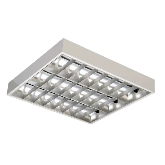 Surface-Mounted LED Lighting Fixtures: Sheet Steel Housing & Fluorescent Grid Lights