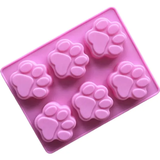 Hot Sell 6 Cavity Paw Print Silicone Mold - Baking Tool for Chocolate, Candy, Jelly, Pudding