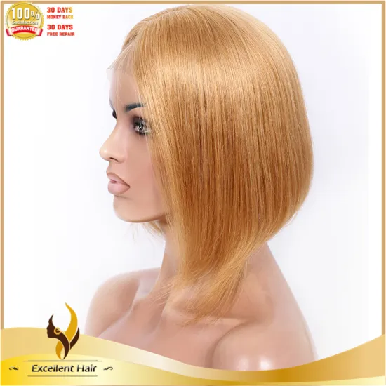 Best quality hair color #27 virgin brazilian hair short bob lace front wig