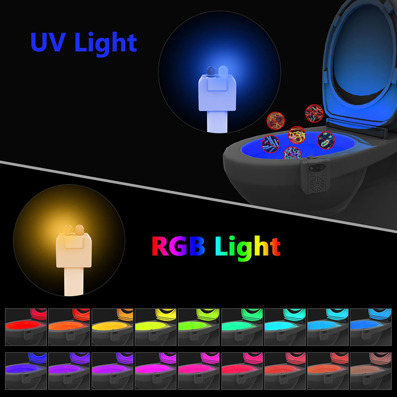 Smart Sensor Toilet Seat Night Light 16 Colors Waterproof Backlight For Toilet Bowl LED Luminaria Lamp WC Toilet Light Cocina