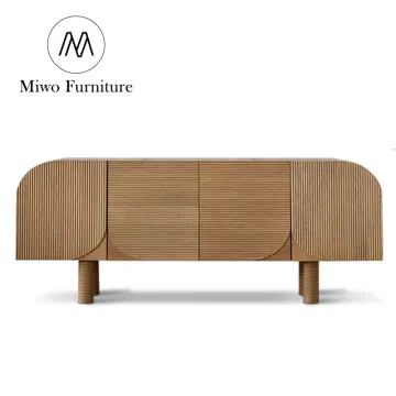 Modern Solid Wood TV Bench Cabinets Walnut Retro Buffet Sideboards for Living Room
