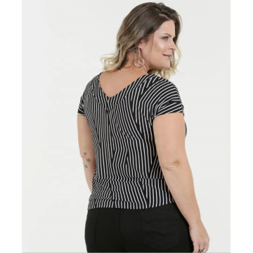 Printed Stripe Plus Size Tops and Blouse