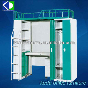Metal Bunk Bed With Cabinet and Desk