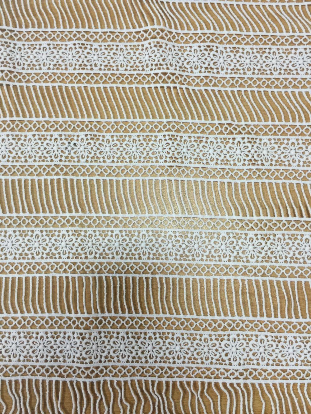 Strip six petal flower chemical cotton embroider Fabric