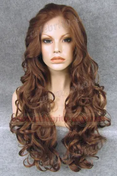 Kim Kardashian Long Wavy Red Brown Synthetic Lace Front Wig