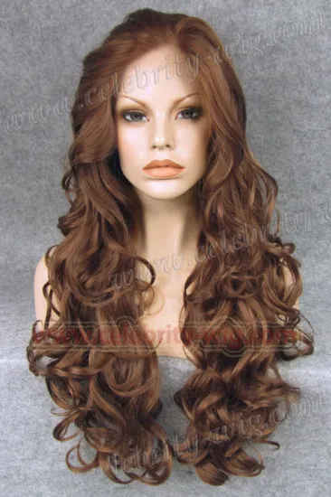 Kim Kardashian Long Wavy Red Brown Synthetic Lace Front Wig