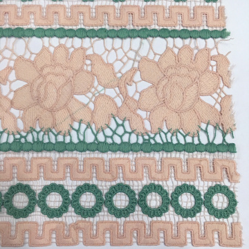Elegant Geometry And Flower Chemical Lace Embroidery Fabric