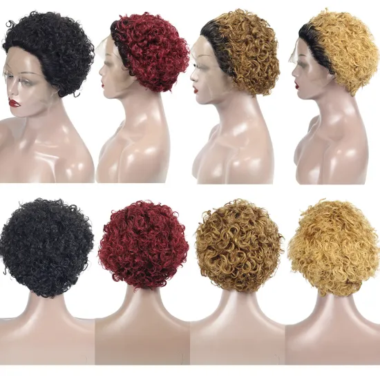 China manufacturer pixie cut human hair wig,wholesale short human hair wigs,T part 100 human hair lace front wigs