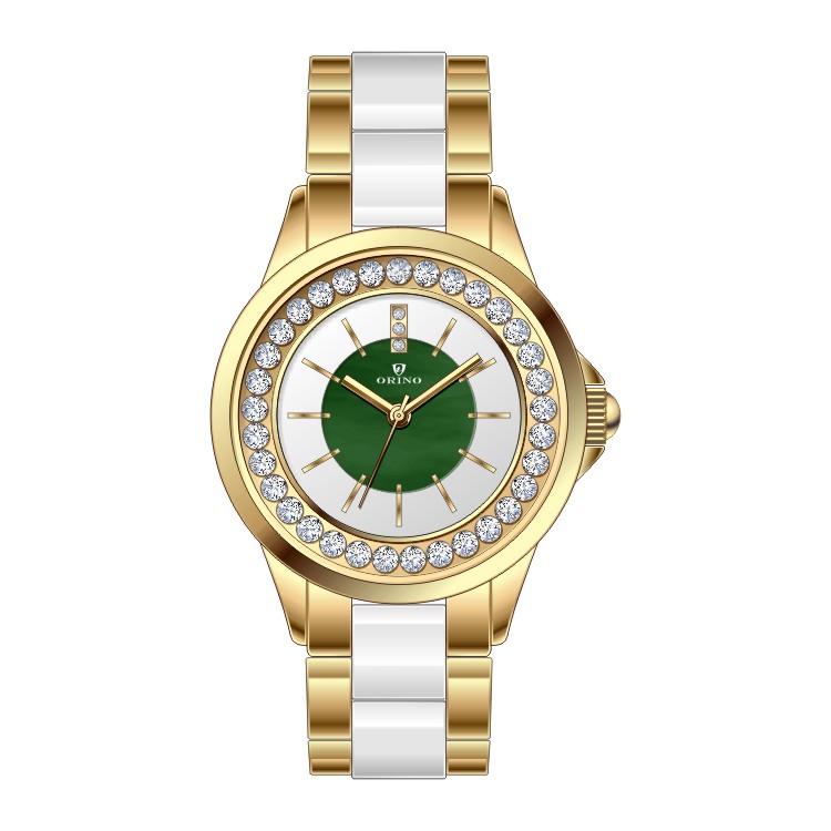 Legierung Gehäuse Diamond Lünette MOP Quarz Lady Uhr