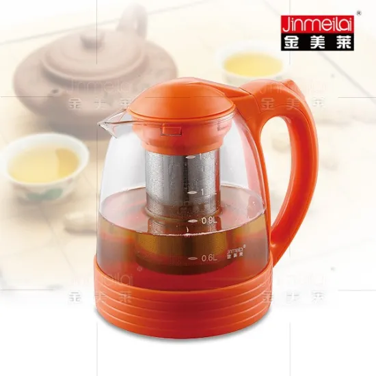 plastic glass teapot ,colorful glass tea maker ,glass kettle with stainless steel
