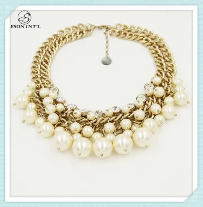 Wholesale Modern Pearl Necklace Design, Charming Rhinestone Pearl Necklace