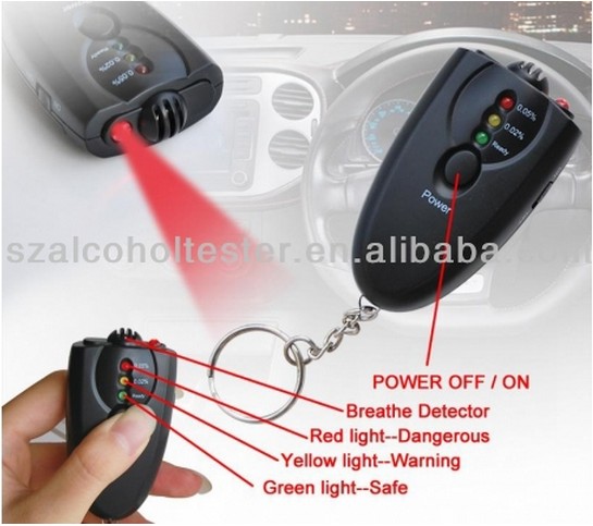 Best Selling! ! ! Mini Alcohol Breath Tester with Flashlight and Keychain, Fits Into Pocket or Purse