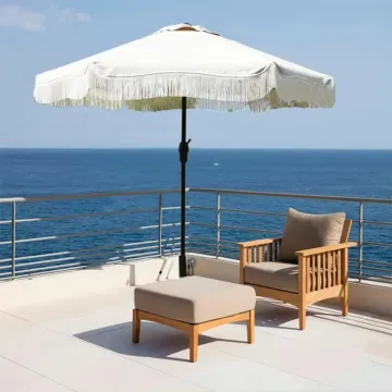 Premium Double Patio Beach Beer Umbrella with Tassels - Polyester Beach Umbrella