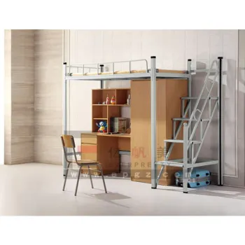 Modern School Dormitory Metal Bunk Beds with Wooden Study Desk