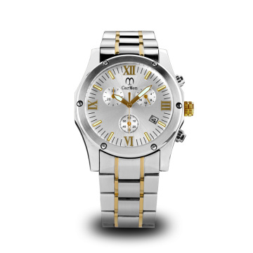 steel case back quartz men watch