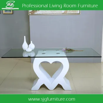 Special Design White Tempered Glass Dining Table HD-005