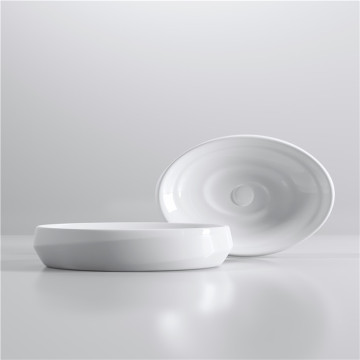 Oval Shaped Easy Clean White Ceramic Bathroom Wash Basin
