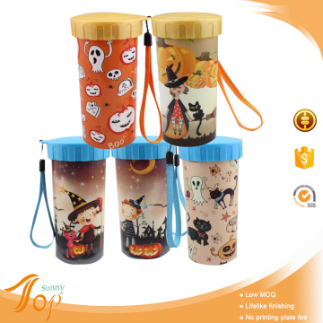 2015 New Design IML Happy Bear Design PP Plastic Water Cup with Lid