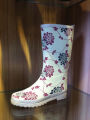 OEM / Odm impression fleur en caoutchouc, bottes de pluie demi pour dames