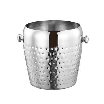 Champagne and Beer Metal Ice Bucket with Gourd Shape and Hammered Design: Perfect for Party Tubs