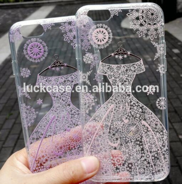Relief Painting Wedding Dress Lace Transparent Frosted Soft Shell TPU Phone Case Cover For iPhone 5/5s/6s/6plus