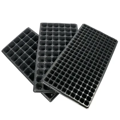 Black Plastic Nursery Trays and Pots for Seed Planting