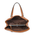 Young Women Leather Handbag Tan Color Shopping Bag