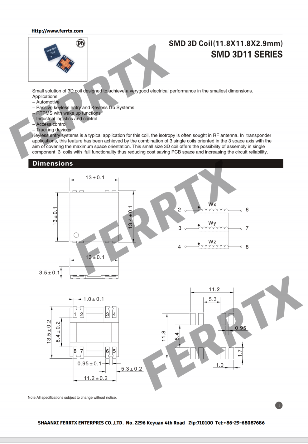 RFID NFC Transponder Coil 3D Antenan