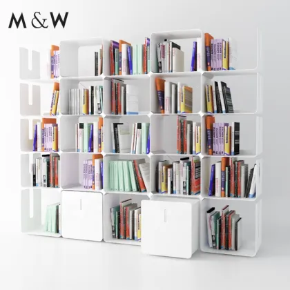 M&W Portable Modern Metal Bookcase for Office