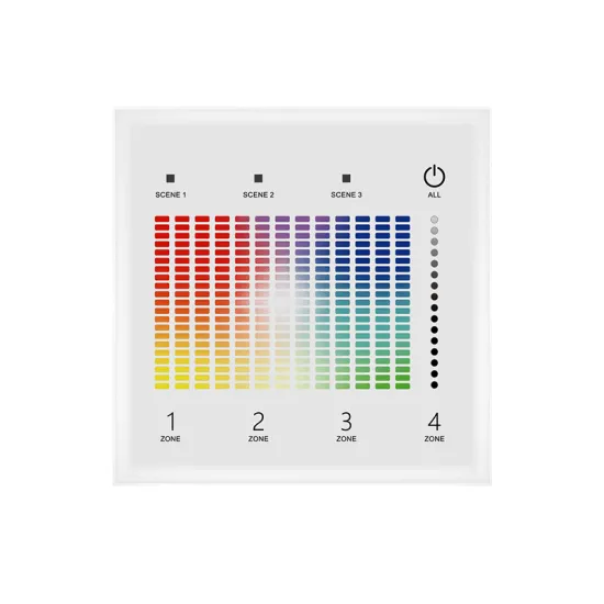 Wall Mounted Touch Panel 4 Zone DALI Master Dimmer with RF Remote Control