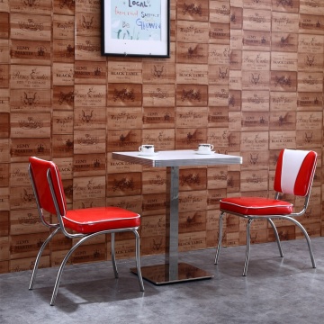 Hot Sale American 50s Style Leather Dining Chair with Stainless Steel