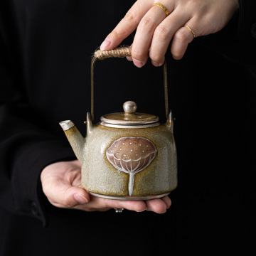 Ice Glaze Loop-handled Ceramic Kung Fu Teapot