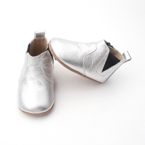 baby ankle boots Silvery Leather Winter Baby Kids Chelsea Boots Factory
