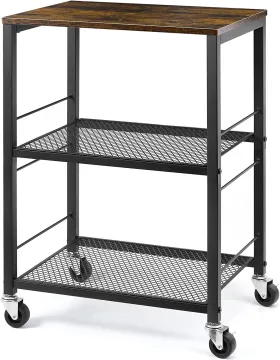 3-Tier Rolling Cart: A Versatile Kitchen Utility Cart with Storage and Steel Frame