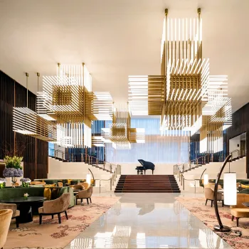 2023 Luxury Gold Crystal Hotel Lobby & Reception Hall Chandeliers: Villa Negotiation Room and Bar Lighting Solutions