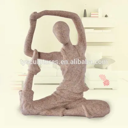 Abstract stone figure sculpture granite kinetic wind man doing yoga statue for outdoor