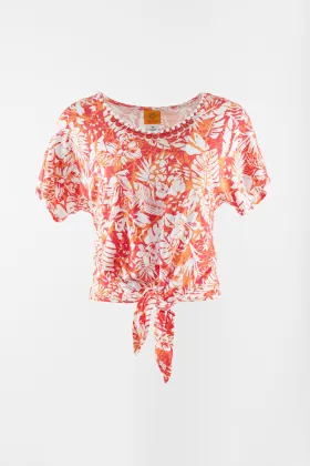 Short sleeve T shirt flower printting