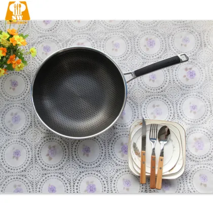 22cm Stainless Steel Chinese Cantonese Wok Pan