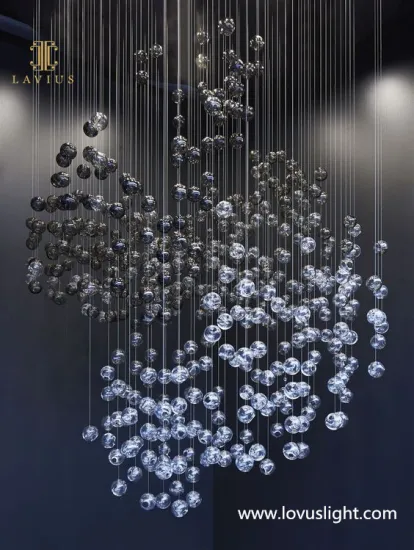 Blue glass ball custom technology sense hotel custom ceiling chandelier creative chandelier