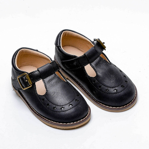 kids party shoes Wholesale Black Leather Kids Dress Shoes Manufactory