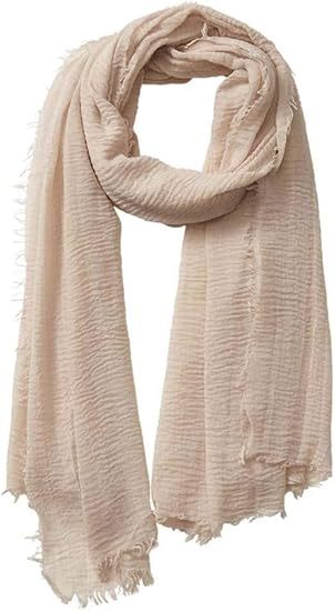 Cotton Blend Crinkle Vintage Soft Scarf with Fringed Edges,linen scarf,shawl,travel scarf