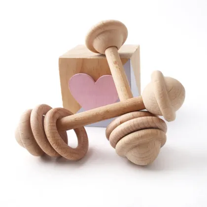 Organic beech rattle ring molar rattle toy