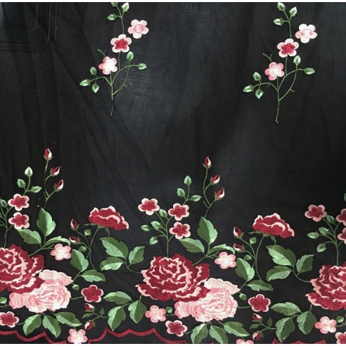 Colorful Inflorescence Embroidery On Nylon Mesh Fabric